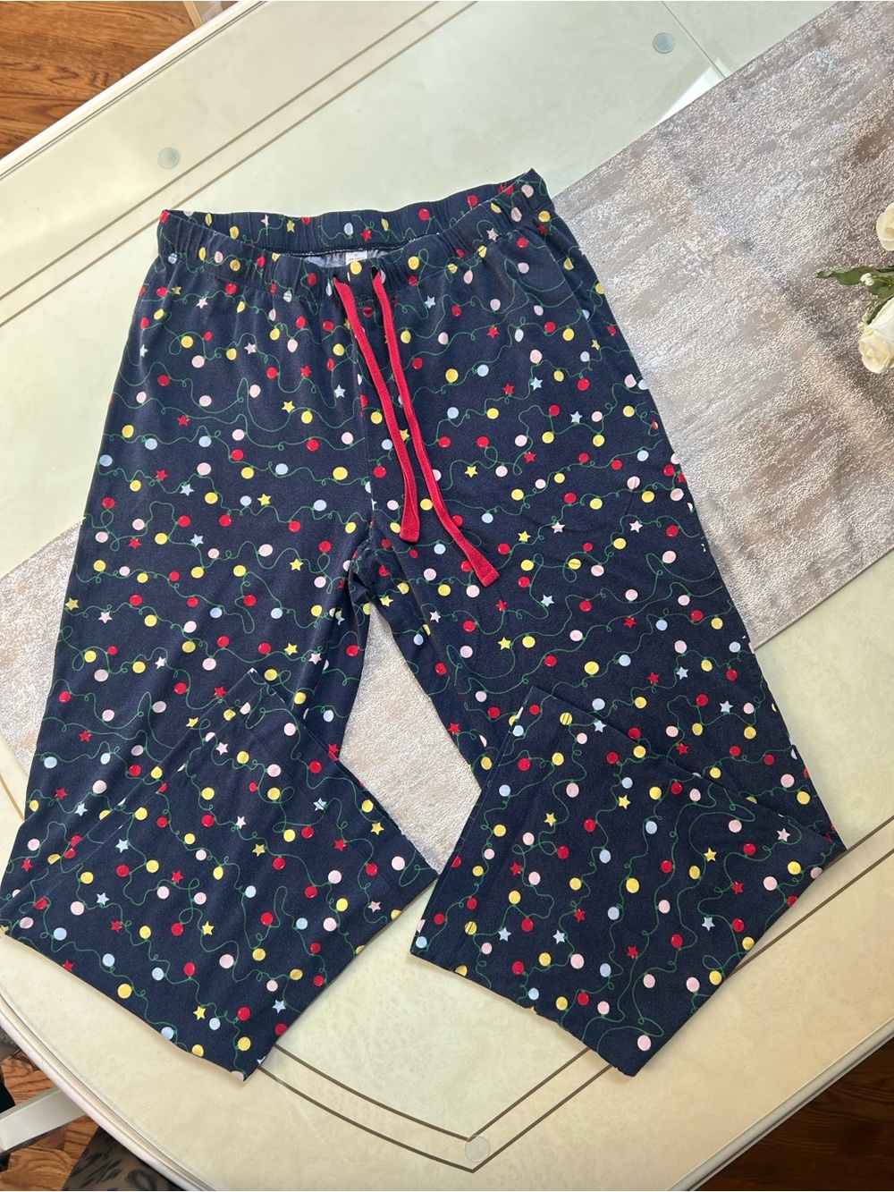 Joe Fresh Women’s Navy Blue Holiday String Lights Pajama Pants